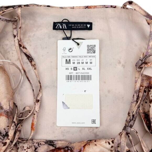 NWT ZARA Satin Effect Print Wrap Dress Size Medium - Picture 8 of 10